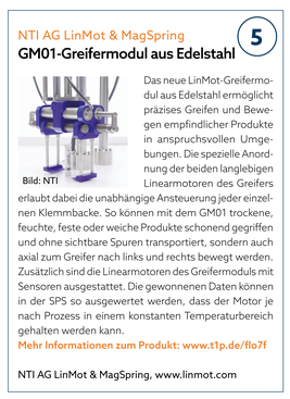 NTI AG LinMot & MagSpring | GM01-Greifermodul aus Edelstahl NTI AG LinMot & MagSpring | GM01-Greifermodul aus Edelstahl