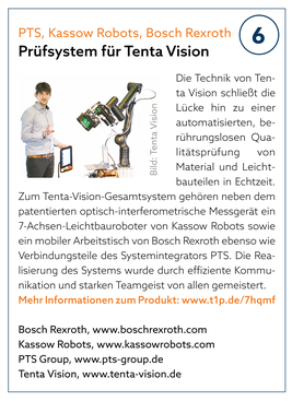 PTS, Kassow Robots, Bosch Rexroth | Prüfsystem für Tenta Vision PTS, Kassow Robots, Bosch Rexroth | Prüfsystem für Tenta Vision