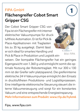 FIPA GmbH | Flächengreifer Cobot Smart Gripper CSG FIPA GmbH | Flächengreifer Cobot Smart Gripper CSG