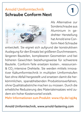 Arnold Umformtechnik | Schraube Conform Next Arnold Umformtechnik | Schraube Conform Next