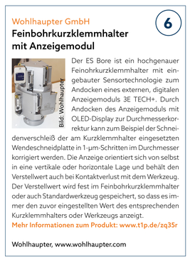 Wohlhaupter GmbH | Feinbohrkurzklemmhalter mit Anzeigemodul Wohlhaupter GmbH | Feinbohrkurzklemmhalter mit Anzeigemodul
