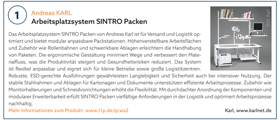 1: Andreas Karl | Arbeitsplatzsystem SINTRO Packen 1: Andreas Karl | Arbeitsplatzsystem SINTRO Packen
