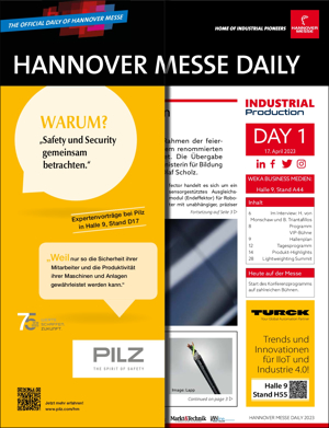 HANNOVER MESSE DAILY | E-Paper for Day 1 HANNOVER MESSE DAILY | E-Paper for Day 1