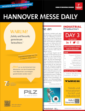 HANNOVER MESSE DAILY | E-Paper for Day 3 HANNOVER MESSE DAILY | E-Paper for Day 3