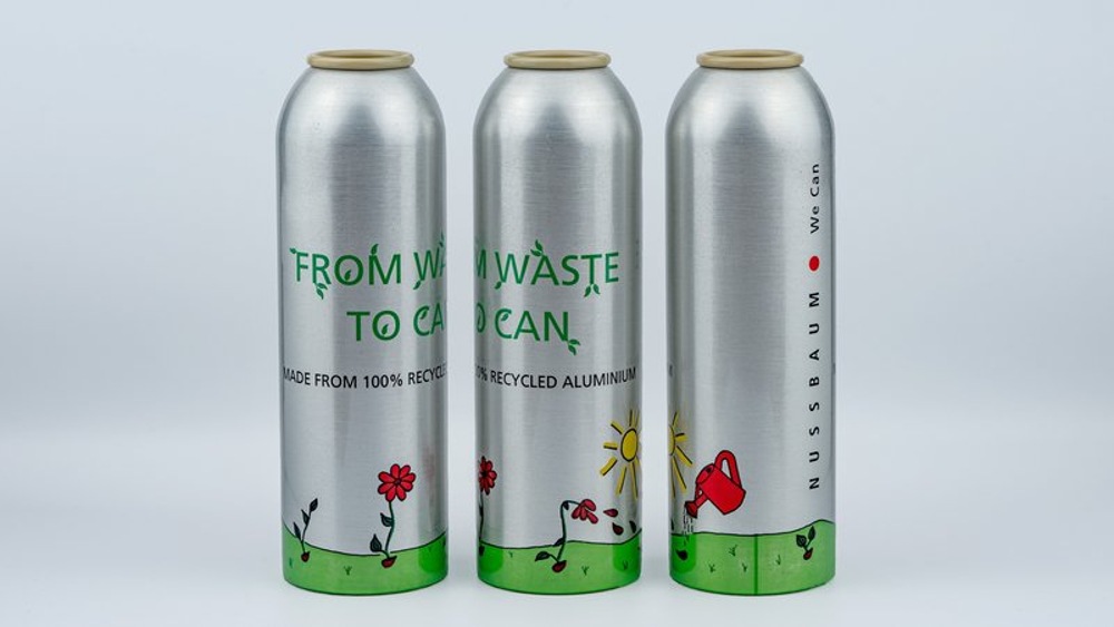 Aerosol cans made from 100% PCR recycled aluminum Aerosol cans made from 100% PCR recycled aluminum