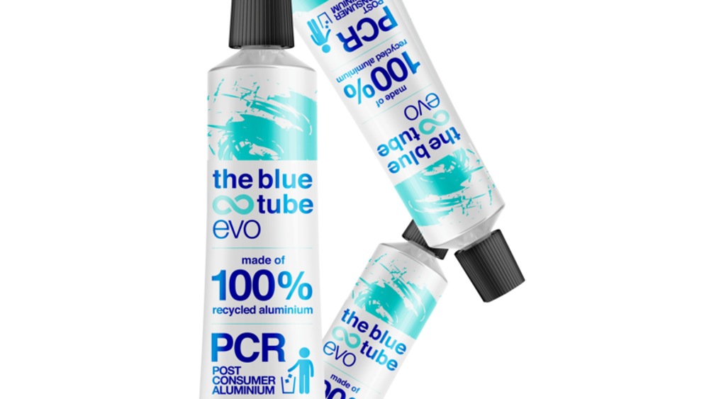 The Blue Tube EVO - the first 100% recycled aluminum tube made from PCR material