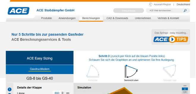 Online-Berechnungsprogramm für Gasfedern
