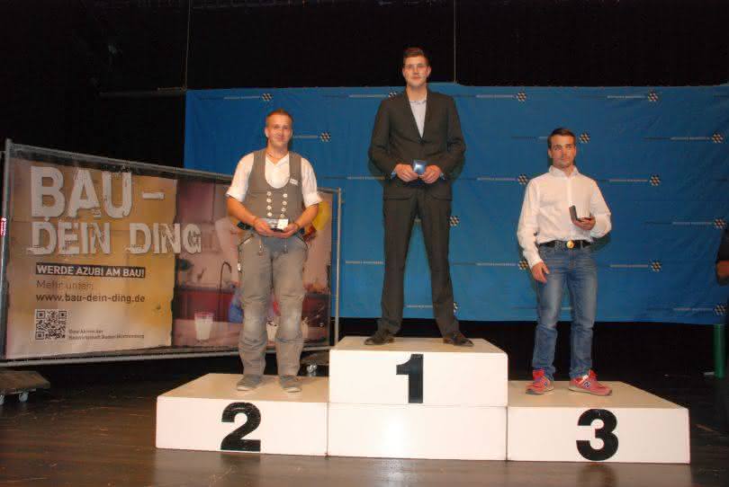 Bei den Maurern ging die Goldmedaille an Florian Voigt (21) aus Langwedel in Niedersachsen. Silber errang der 21jährige Marco Bauschke aus Dreisdorf (Schleswig-Holstein). Bronze ging an Kai Kunath (20) aus Dresden in Sachsen. (Abb.: ZDB)