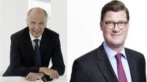 Artikelsuche: Daimler: Personal-Rochade Ulrich Bastert (li.), derzeit Leiter Marketing, Vertrieb und Services Mercedes-Benz Lkw und Till Oberwörder (re.), derzeit Leiter Marketing, Sales and After Sales Daimler Buses rotieren ihre Funktionen. (Abb.: Daimler)
