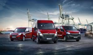 Die Opel-Nutzfahrzeugflotte 2016: Combo, Movano und Vivaro mit sauberen und sparsamen Euro 6-Dieselmotoren. (Abb.:© GM Company) 