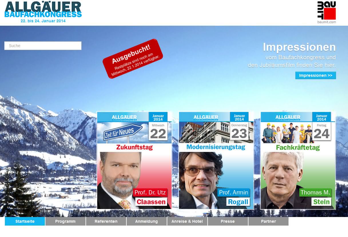 Artikelsuche: Baumit: Allgäuer Baufachkongress 2014