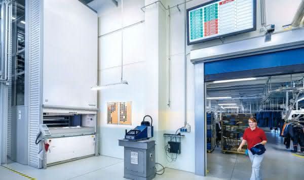 Förder- & Hebetechnik: Maßgeschneidertes Textil-Management Lean-Lift Vertikallift von Hänel