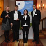 Christiane Piontek and Romald Heuvelmans from Mars (left) at the presentation of the Lean and Green Award in Cologne at LOG2016 with Büsran Grünenwald (TÜV Nord) and Dr. Jan Gudat (Capgemini).