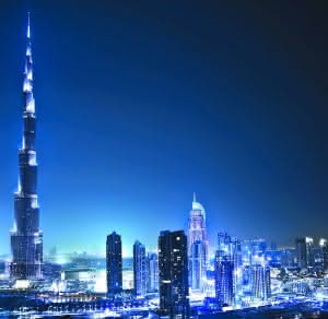 Dubai downtown at night