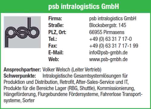 Lager- & Kommissioniertechnik: psb intralogistics GmbH KP-psb