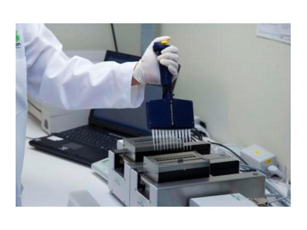 Mitarbeiter mit Mehrkanalhandpipette