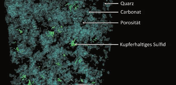 3D-Röntgen-Tomographiebild von Zechstein-Sandstein-Körnern
