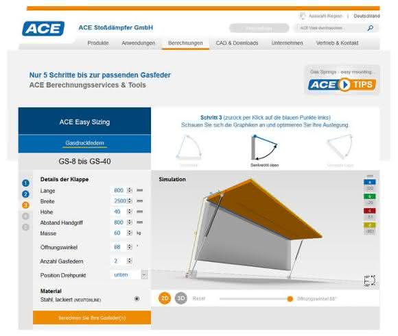 Calculate, design and order gas springs