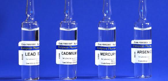 Referenzlösungen für Cadmium, Blei, Arsen und Quecksilber Ampullen mit Referenzlösungen für Cadmium, Blei, Arsen und Quecksilber