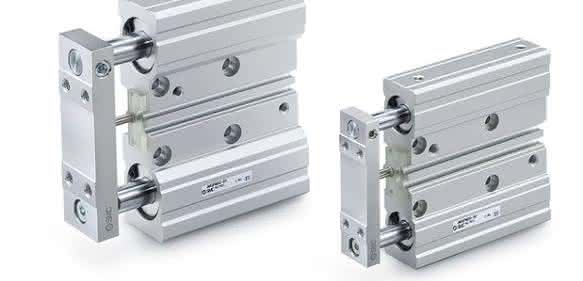 Guide cylinder with double piston