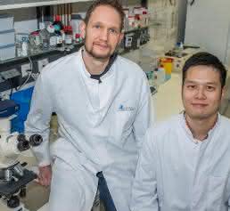 Dr. Martin Breitbach und Dr. Kenichi Kimura im Labor