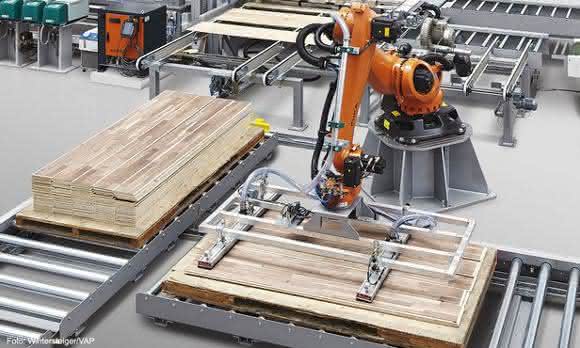 Handhabungslösung zum Aufnehmen mehrerer Holzbretter Handhabungslösung zum Aufnehmen mehrerer Holzbretter