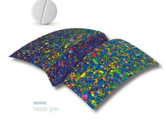 Topographisches Raman-Bild der Oberfläche einer Schmerztablette mit zugehörigen Spektren