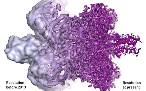 From blobology to atomic resolution. The electron microscope’s resolution has radically improved in the last few years, from mostly showing shapeless blobs to now being able to visualise proteins at atomic resolution. (Illustration: Martin Högbom) From blobology to atomic resolution