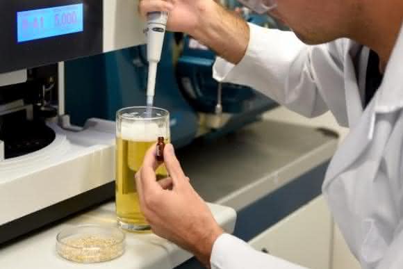 FAU-Wissenschaftler Thomas Sommer entnimmt eine Bierprobe