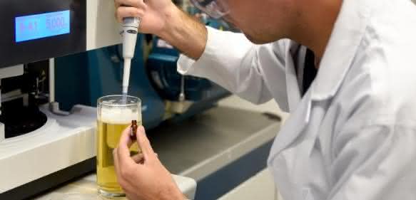 FAU-Wissenschaftler Thomas Sommer entnimmt eine Bierprobe