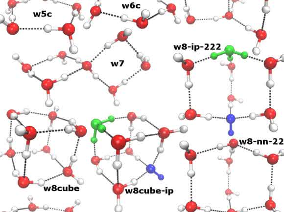 Die Wissenschaftler berechneten die Häufigkeit verschiedener Cluster von Wassermolekülen bei unterschiedlichen Temperaturen.