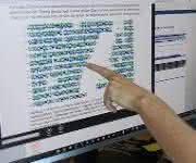 Wissenschaftler zeigt Bildschirmdarstellung einer Genomanalyse