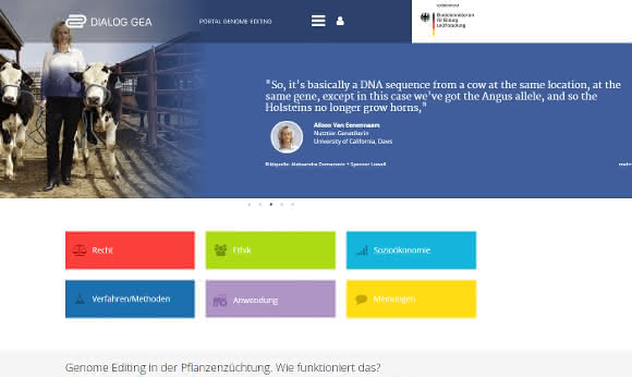 Screenshot Interdisziplinäres Portal zu Genome Editing in der Landwirtschaft ist ab sofort verfügbar