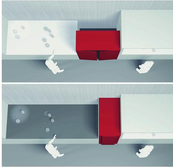 Optimale Raumnutzung durch eine verringerte Schrankbreite von 45 cm. Optimale Raumnutzung durch eine verringerte Schrankbreite von 45 cm.