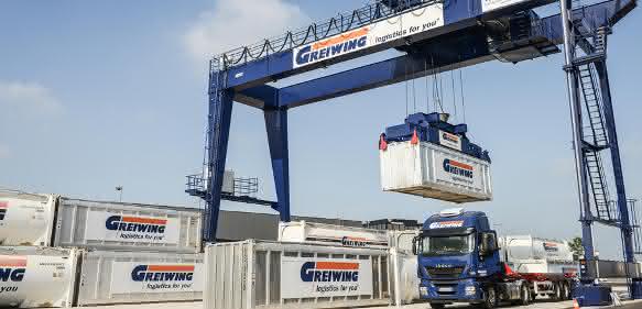 Greiwing Logistiklager Portalkran Kippbühne Greiwing Logistiklager Portalkran Kippbühne