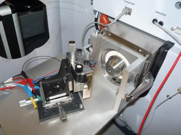 Elektrochemische Zelle gekoppelt an ein Massenspektrometer