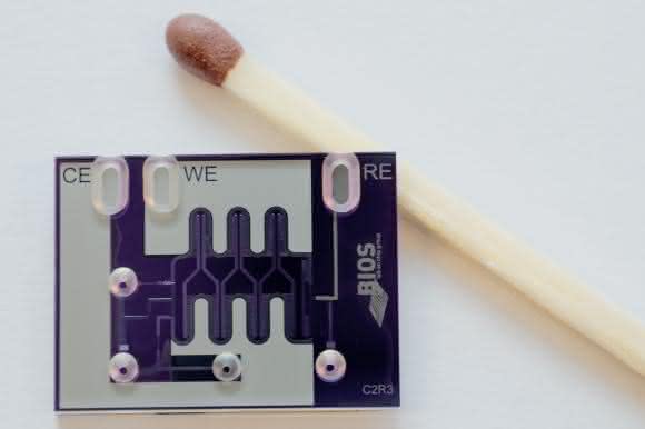 Der im Text vorgestellte Lab-on-a-Chip im Größenvergleich.