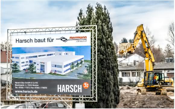 Baustelle Infotafel Herrmann Ultraschall Baustelle Harsch