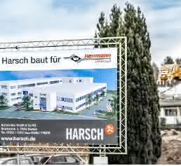Baustelle Infotafel Herrmann Ultraschall Baustelle Harsch