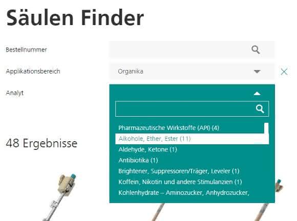 Der Säulen-Finder von Metrohm ermöglicht es Anwendern, die am besten geeignete IC-Trennsäule für ihre Applikation zu finden.