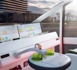 Ein-Speichen-Lenkrad geklappt Intelligent Rolling Chassis: ZF entwickelt vernetztes Fahrgestell für Elektrofahrzeuge