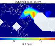 Verteilung des atmosphärischen Ammoniakgehalts