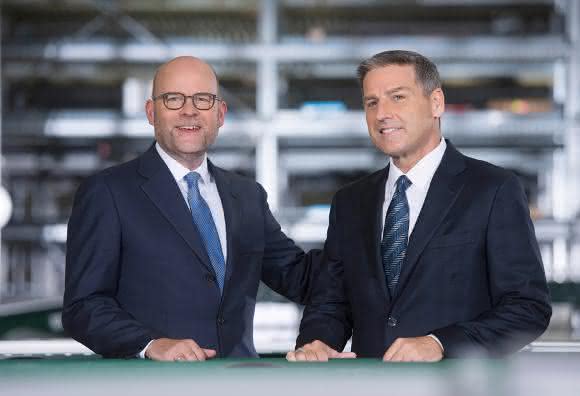 KION Group CEO Gordon Riske und John Baysore, Dematic Präsident und CEO