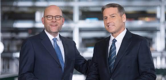 KION Group CEO Gordon Riske und John Baysore, Dematic Präsident und CEO KION Group CEO Gordon Riske und John Baysore, Dematic Präsident und CEO