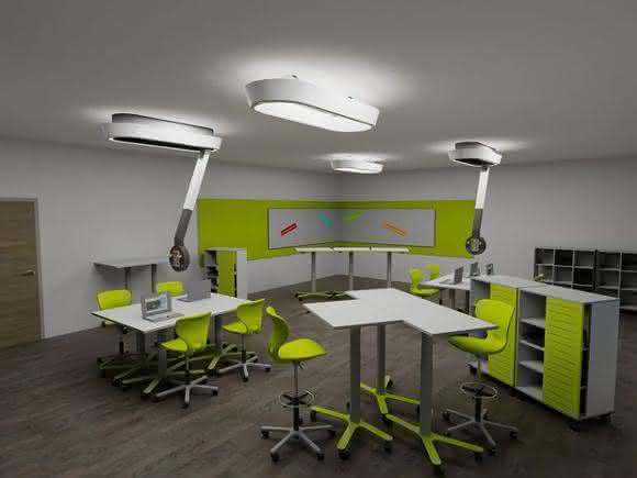 Labortechnik: Designleuchte und flexibles Mediensystem in Einem Labortechnik: Designleuchte und flexibles Mediensystem in Einem