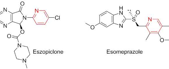 Abbildung 2: Pharmazeutika, welche das Pyridinstrukturmotiv enthalten (Copyright: Universität Wien). Abbildung 2: Pharmazeutika, welche das Pyridinstrukturmotiv enthalten (Copyright: Universität Wien).