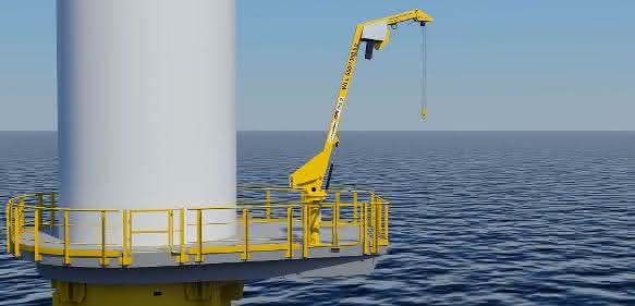 Davit Schwenkran auf Windplattform Davit Schwenkran auf Windplattform
