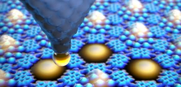 Quantensteckbrett: Ein internationales Konsortium mit Forschern der Universität Basel hat ein Verfahren entwickelt, um quantenmechanische Zustände von Elektronen in einem Gitter von Quantentöpfen präzise zu verändern. Quantensteckbrett: Ein internationales Konsortium mit Forschern der Universität Basel hat ein Verfahren entwickelt, um quantenmechanische Zustände von Elektronen in einem Gitter von Quantentöpfen präzise zu verändern.