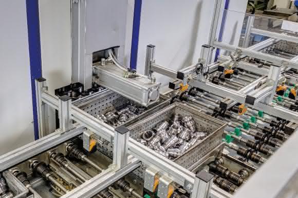 Körbe werden automatisch verdeckelt Kleinteilereinigung