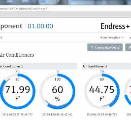 Dashboard der Endress+Hauser Integration Component Dashboard der Endress+Hauser Integration Component